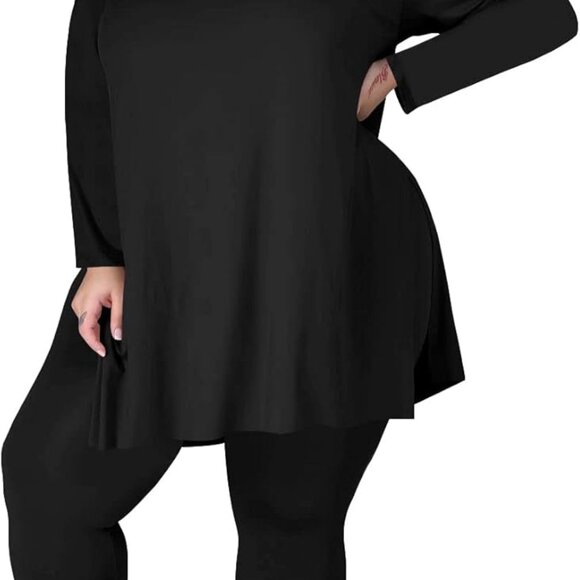 Chic Plus Size Two-Piece Lounge Set - Stylish Oversized Sweatsuit for Women - Picture 1 of 4